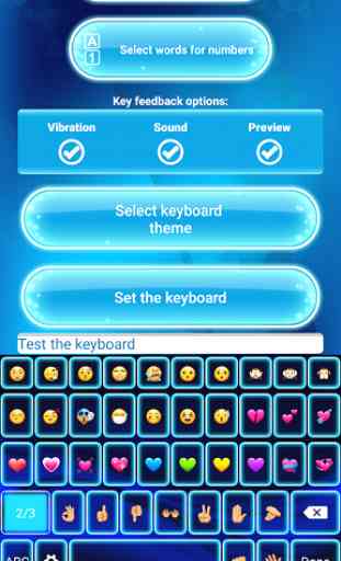 Neon Blue Emoji Keyboard 2