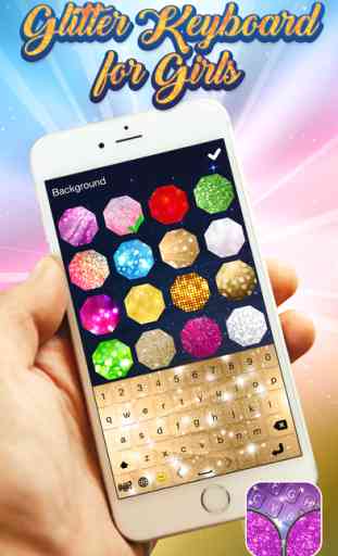 Glitter Keyboard for Girls – Colorful Background Theme.s with Pink Glowing Key.s and Cute EmojiS 2