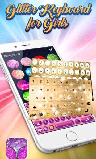 Glitter Keyboard for Girls – Colorful Background Theme.s with Pink Glowing Key.s and Cute EmojiS 3