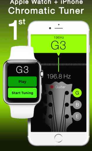 Free Guitar and String Instruments Chromatic Tuner with Tone Generator - Apple Watch Edition 1