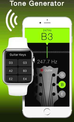 Free Guitar and String Instruments Chromatic Tuner with Tone Generator - Apple Watch Edition 2
