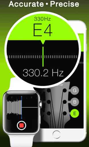 Free Guitar and String Instruments Chromatic Tuner with Tone Generator - Apple Watch Edition 3