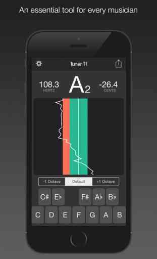 Tuner T1 Free – Tune any musical instrument (guitar, ukulele, violin, viola, bass, cello and more). 1