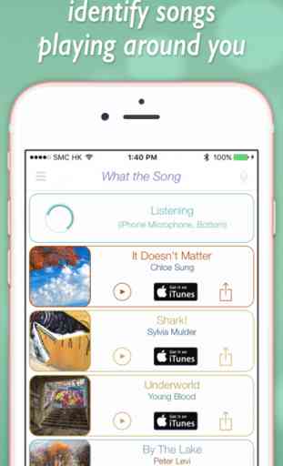 What the Song: music recognition app for identify songs playing around you instantly. 1