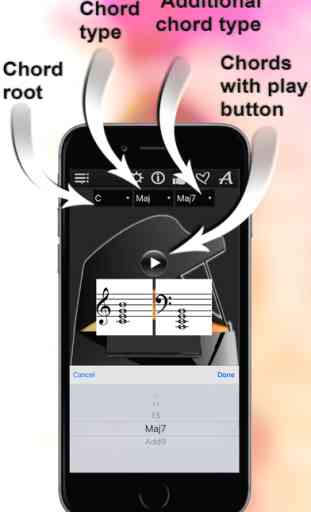Piano Chords Compass - learn the chord notes & play them 3