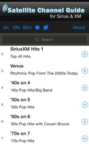 Satellite Radio Channel Guide for Sirius XM 1