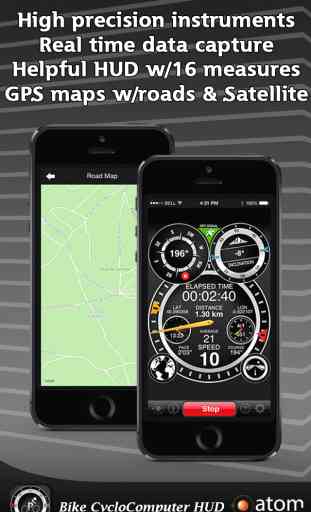 Bike CycloComputer HUD - gps, odometer, altimeter, inclinometer and maps computer for your bike 1