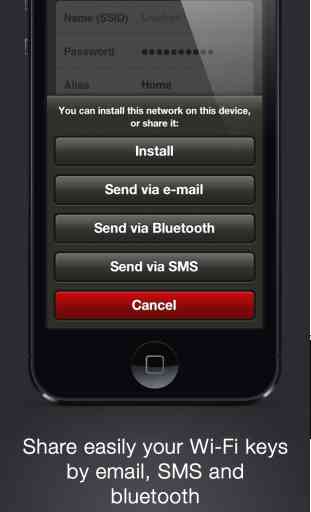 Cloud Wifi : save, sync with iCloud and share wifi keys by email, iMessage and bluetooth 2
