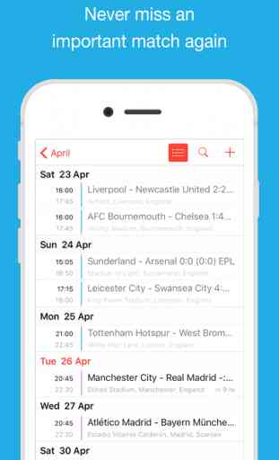 Football Fixtures Calendars - Matches, Results and Scores in your Calendar (FootballCal) 4