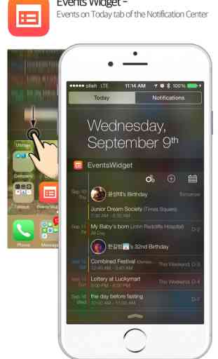 Events Widget - Events on Today tab of the Notification Center (일정 위젯) 1