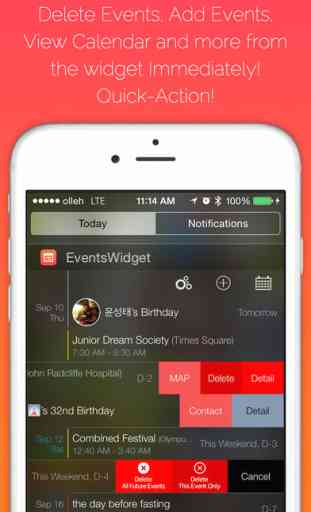 Events Widget - Events on Today tab of the Notification Center (일정 위젯) 3