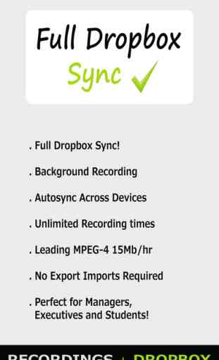 Recorder for Dropbox (Dropbox Sync Audio Recorder for Voice Memos) 2