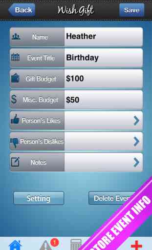 WishGift Free-Awesome My Calendar Reminder Planner/Organizer/Countdown for yr birthday, anniversaries with gift budget & Facebook post 2