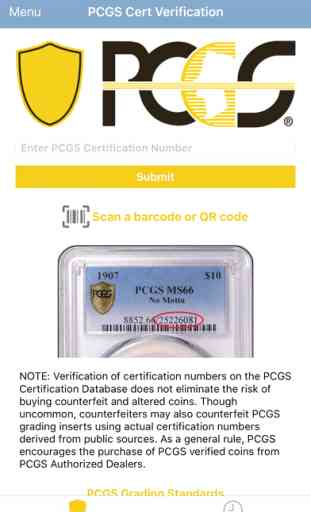PCGS Cert Verification 1
