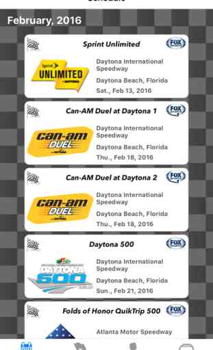 Racing Schedule for NASCAR 1