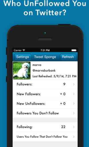 Tweet Sponge - Who Unfollowed and Unfollow me on Twitter for my Followers and UnFollowers Stats 1