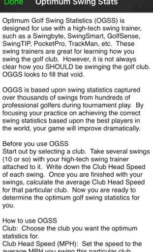 Optimum Golf Swing Statistics (OGSS) 3