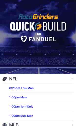 QuickBuild - DFS Lineup Builder for FanDuel 1