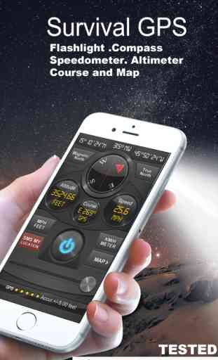 Survival GPS(Flashlight ,Compass, Speedometer, Altimeter, Course and Map) 1