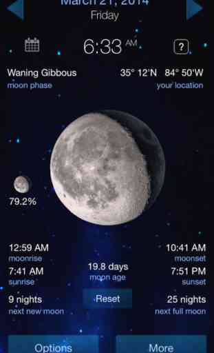 Lunar Phase calendar for the moon 1