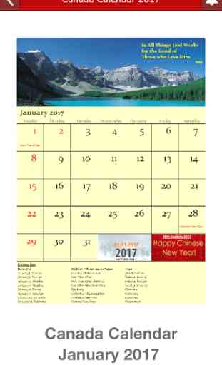 Canada Calendar 2017 2