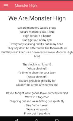Lyrics of Monster High 3