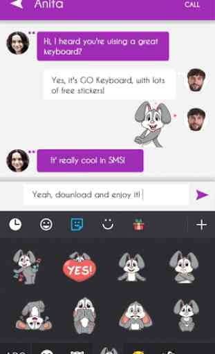 GO Keyboard Sticker Bunny 3