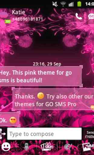 GO SMS Theme Pink Flower 2