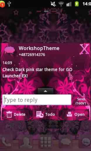 GO SMS Theme Pink Flower 3