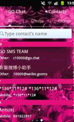 GO SMS Theme Pink Flower 4