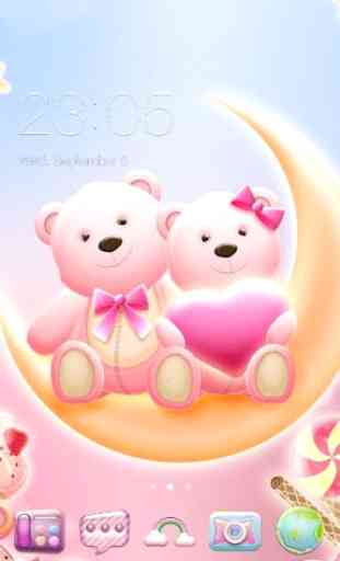 Pink Bear Heart Cute Theme 1