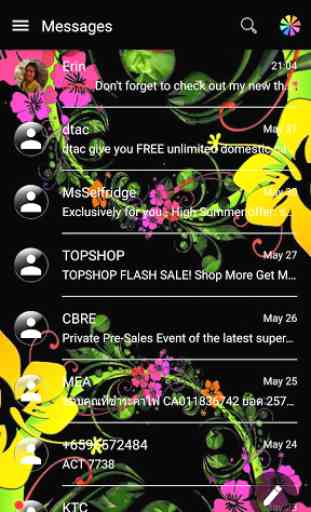 SMS Messages Glass BlackFlower 3
