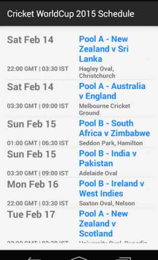 Cricket WorldCup 2015 Schedule 1