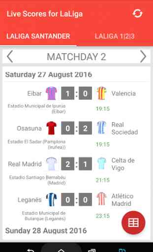 Live Scores for La Liga 2