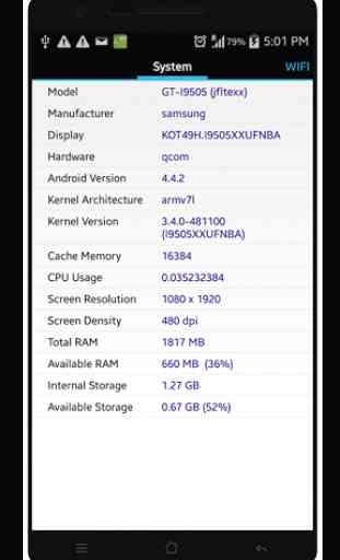 Specs of Android  | CPU Z 1