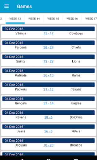 Football NFL Score Schedule 1