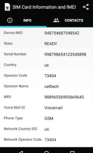 SIM Card Information and IMEI 1