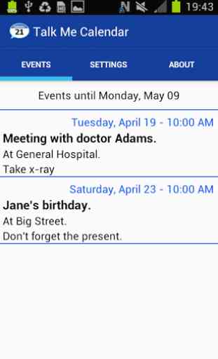 Talking Calendar Reminder app 1