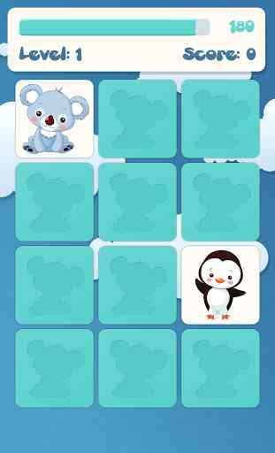 Animals memory game for kids 2 3