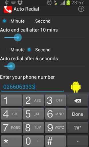 Auto Redial | call timer 2