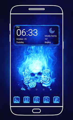 Blue Flame Skull Cool Theme 1