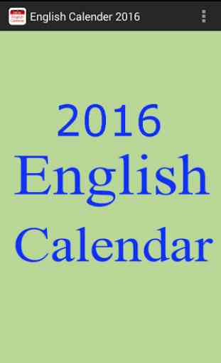 English Calendar 2016 1