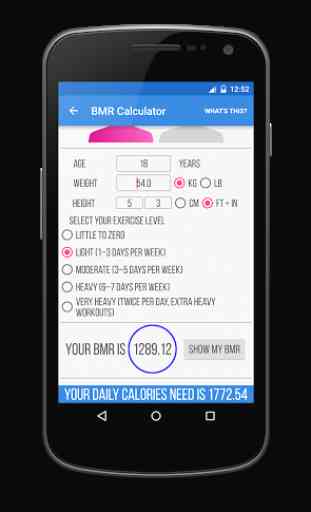 BMI, BFP,BMR Weight Calculator 4