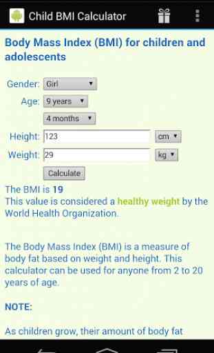 Child BMI Calculator 1