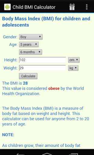 Child BMI Calculator 2