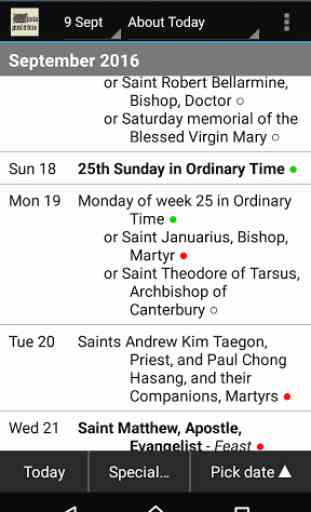 Catholic Calendar: Universalis 1