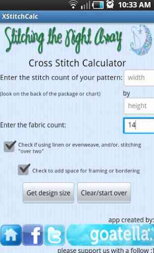 Cross Stitch Fabric Calculator 1