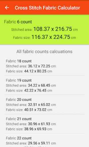 Cross Stitch Fabric Calculator 2