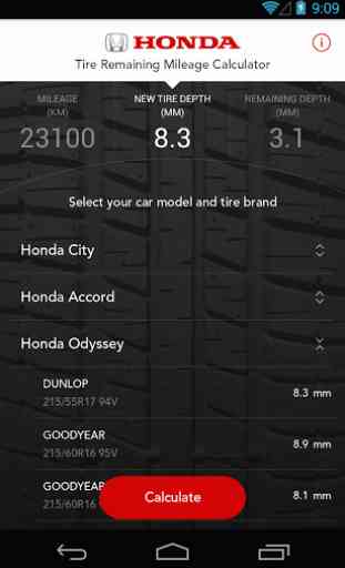 Honda Tire Mileage Calculator 2