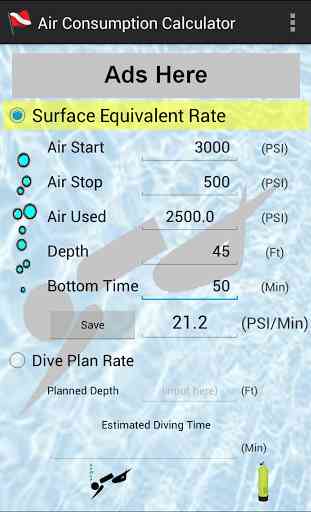 Scuba Diving Air Usage Calc 1